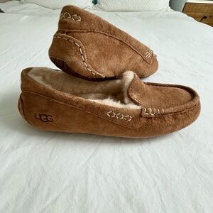 UGG Chestnut Suede Shearling Moccasins